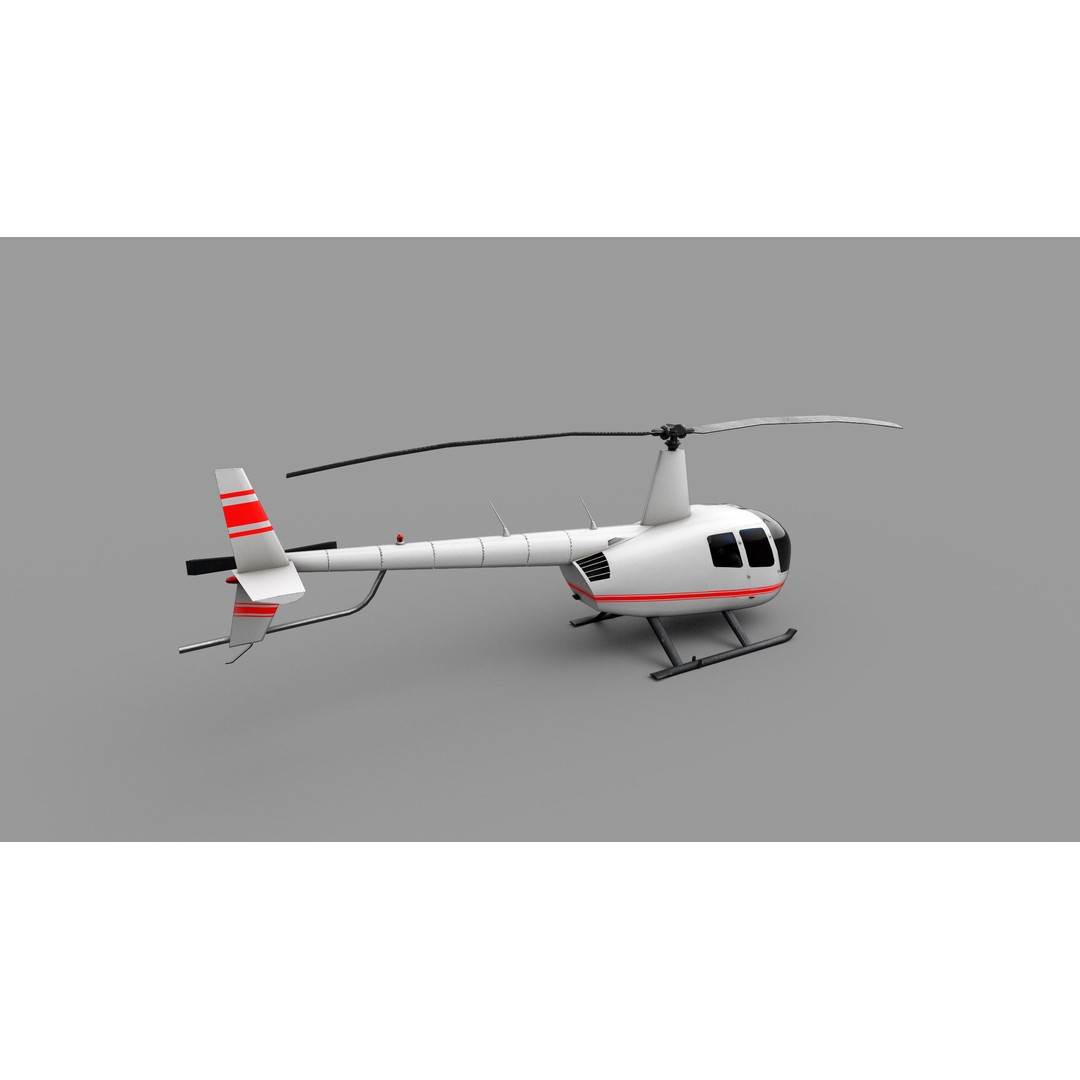 Robinson R44 Helicopter 3D Model – Low Poly Game Asset, FBX - View 5