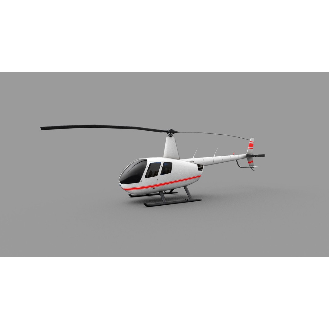 Robinson R44 Helicopter 3D Model – Low Poly Game Asset, FBX - View 6