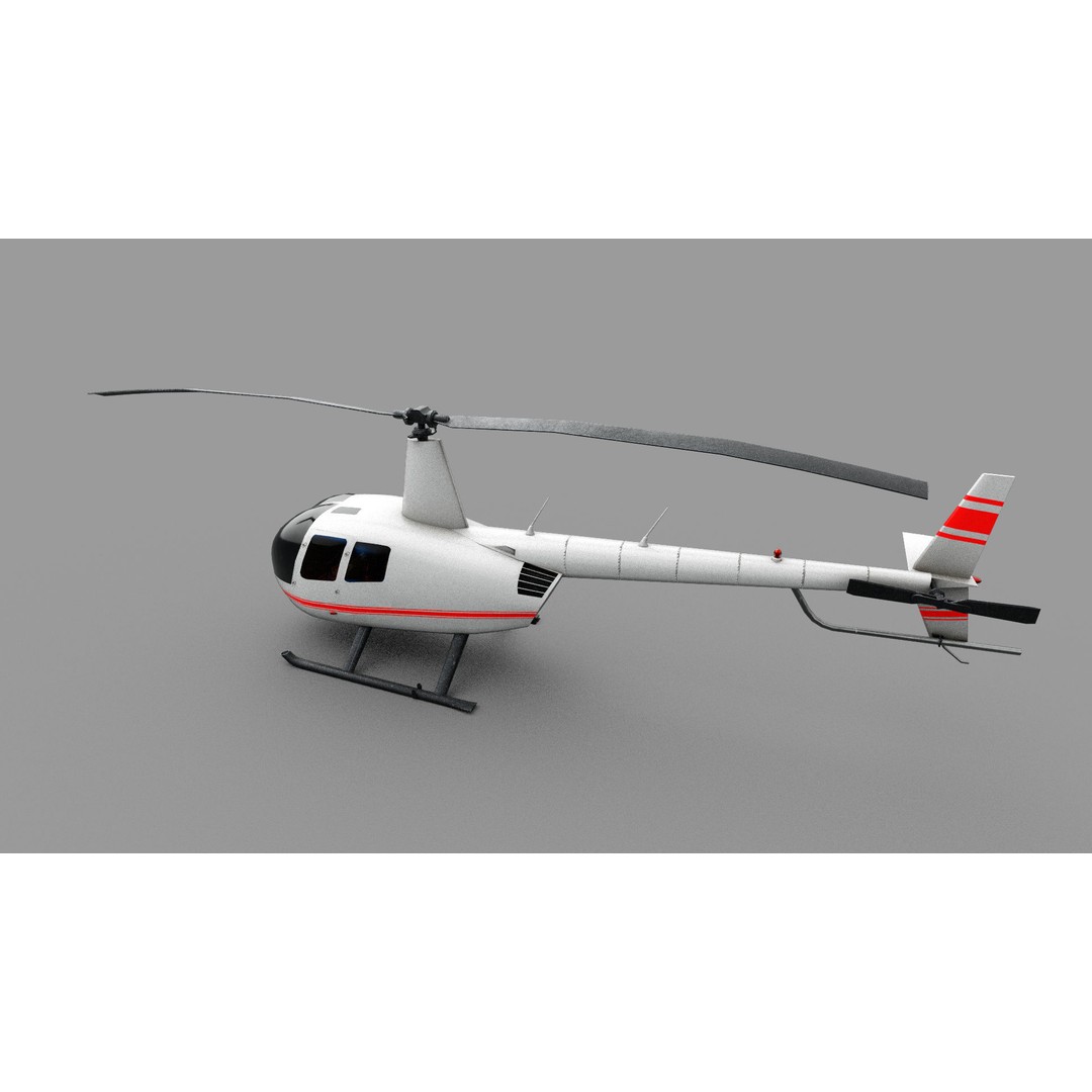 Robinson R44 Helicopter 3D Model – Low Poly Game Asset, FBX - View 7