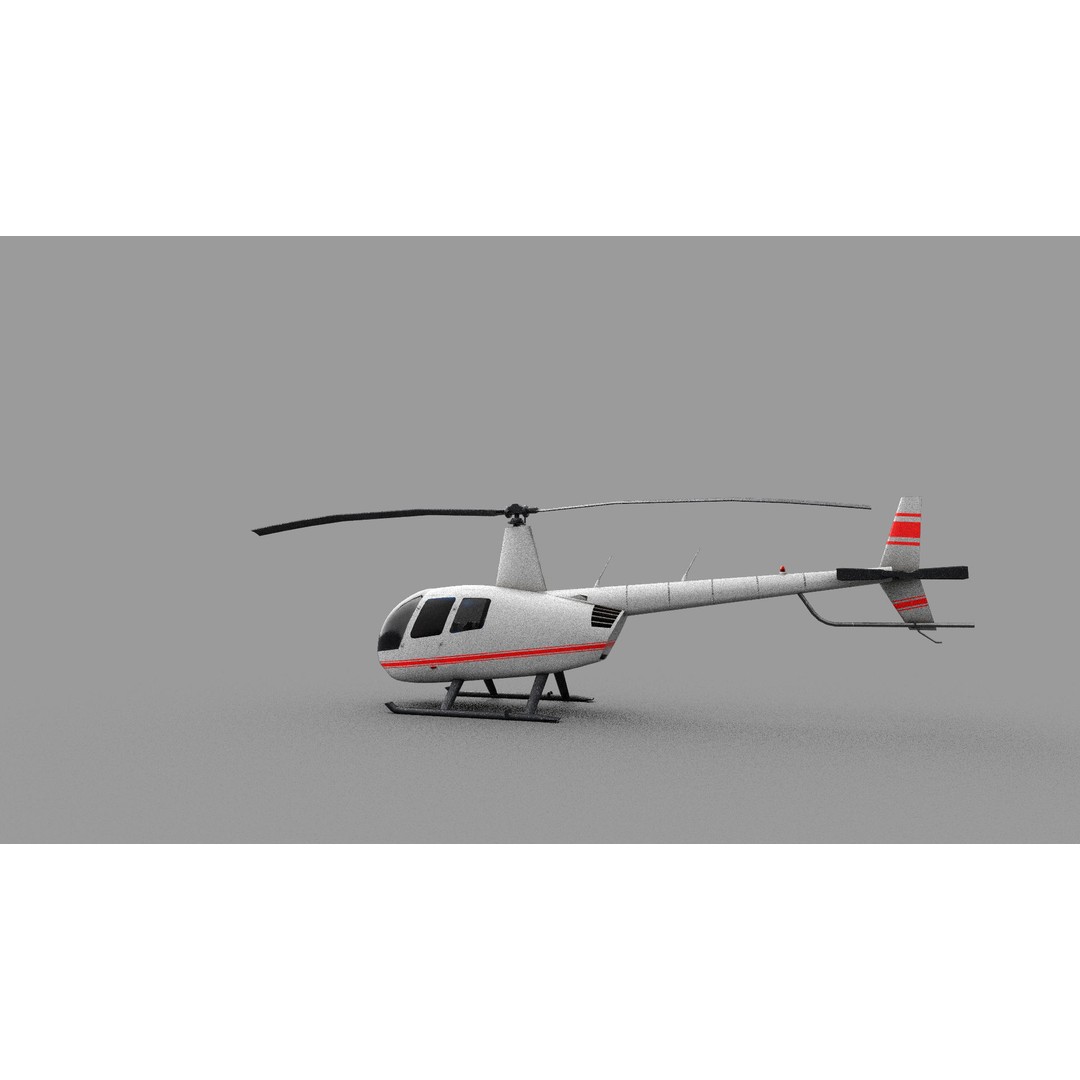 Robinson R44 Helicopter 3D Model – Low Poly Game Asset, FBX - View 9