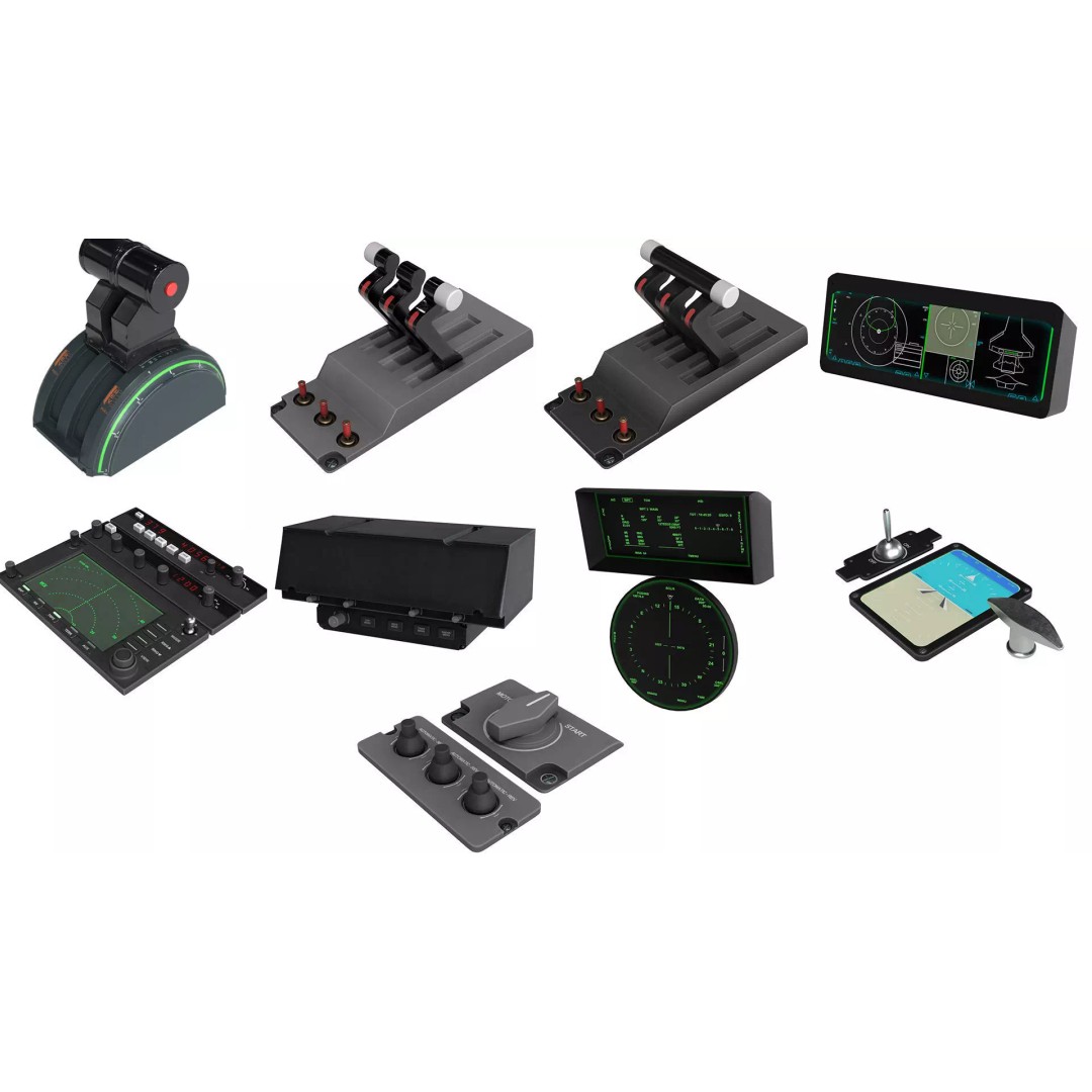 Fighter Jet Cockpit Control Panel 3D Model – Low Poly PBR Asset, FBX - View 2