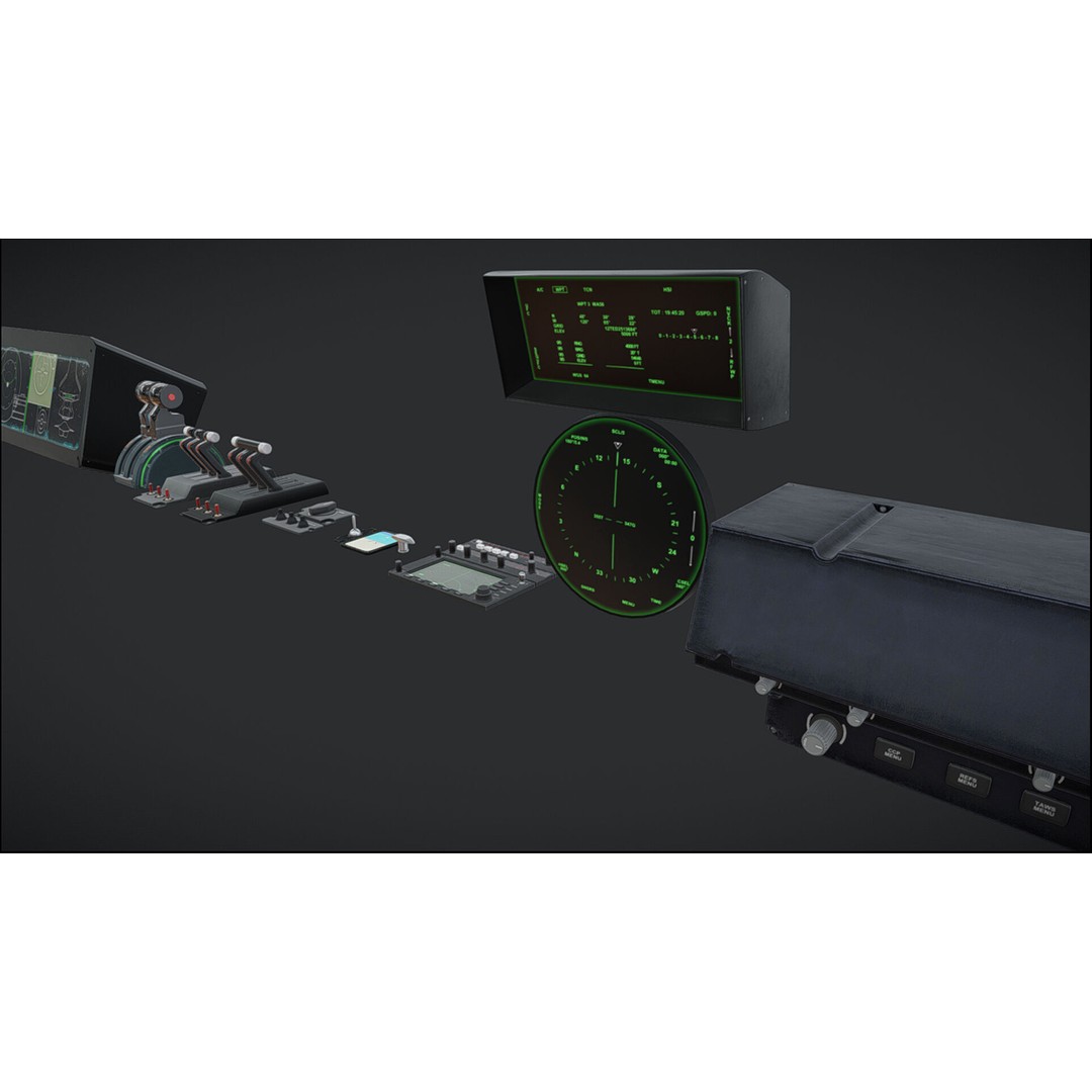 Fighter Jet Cockpit Control Panel 3D Model – Low Poly PBR Asset, FBX - View 28
