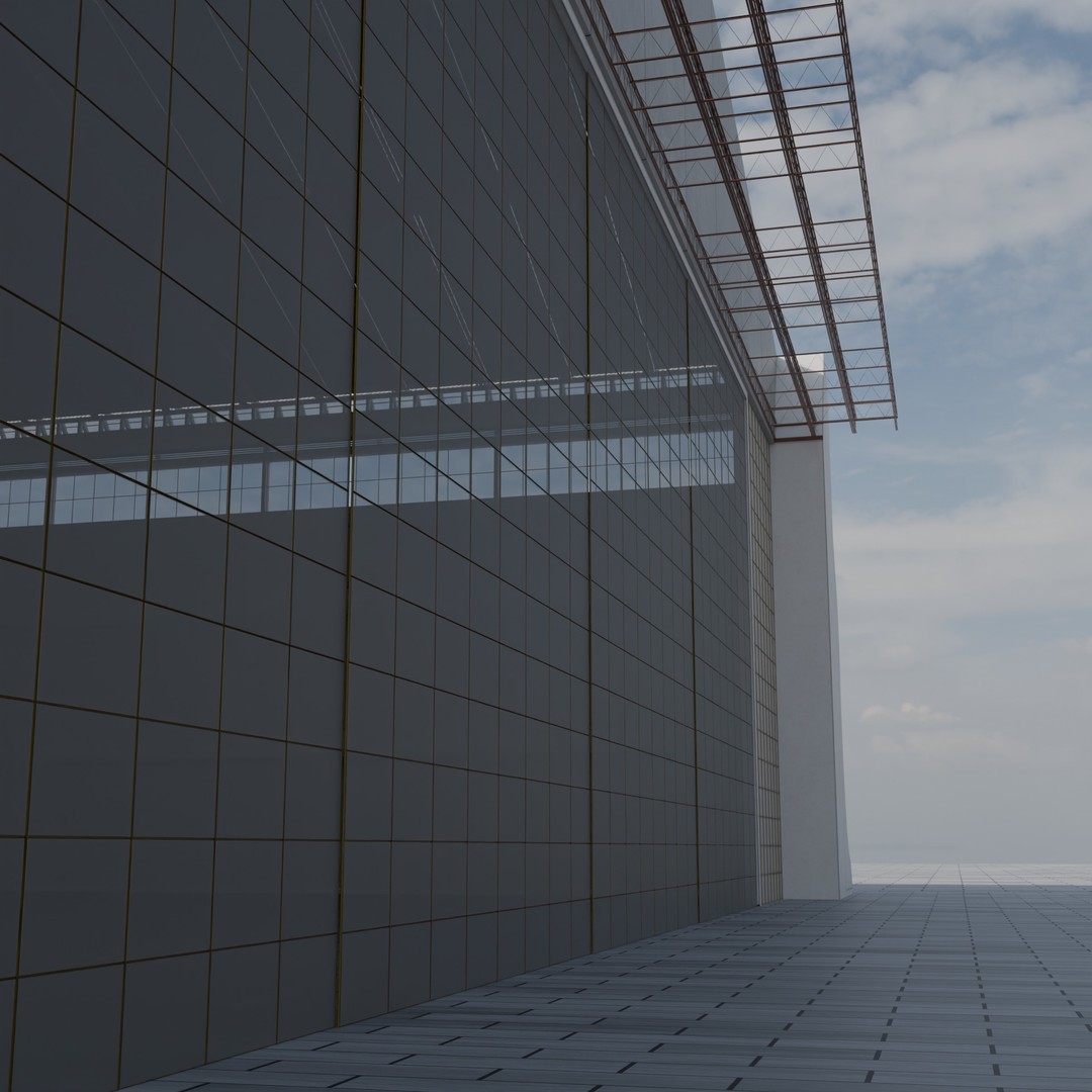 Old Aircraft Hangar 3D Model – Low Poly PBR Asset for Blender - View 10