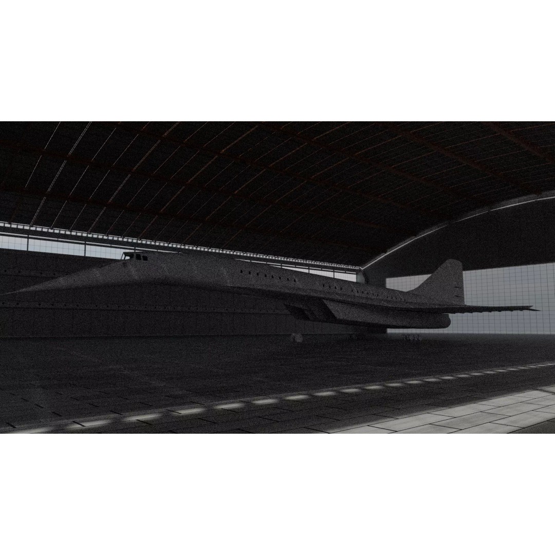 Old Aircraft Hangar 3D Model – Low Poly PBR Asset for Blender - View 2