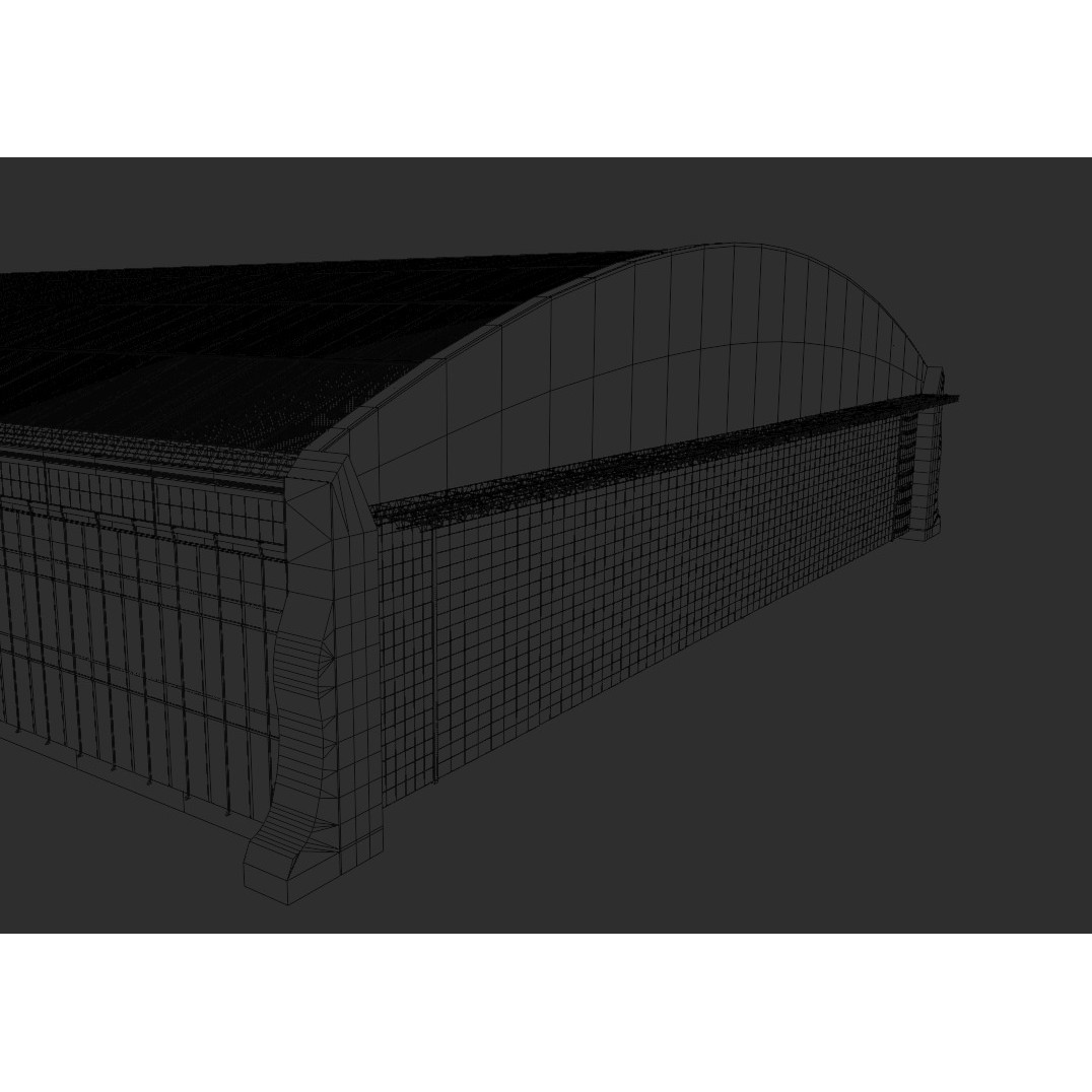 Old Aircraft Hangar 3D Model – Low Poly PBR Asset for Blender - View 4