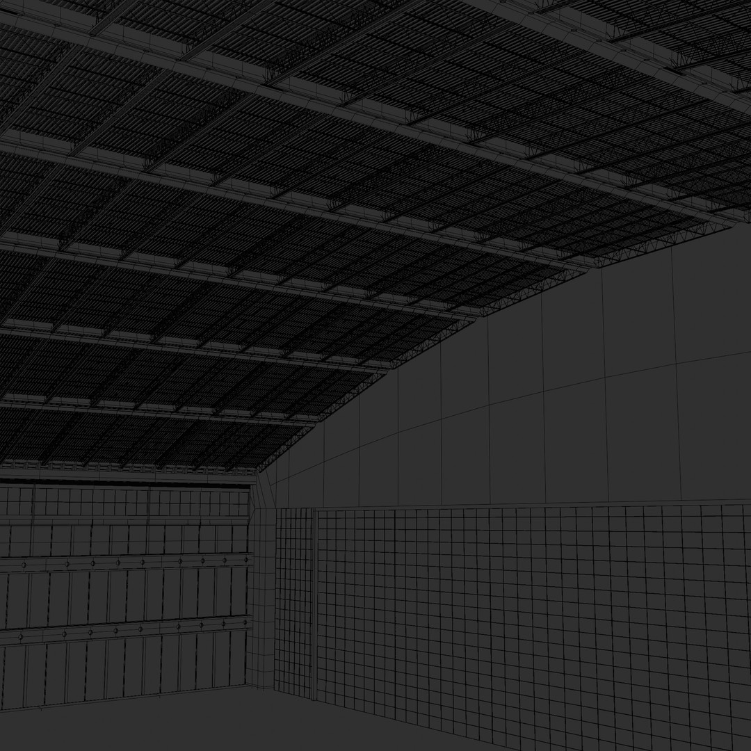 Old Aircraft Hangar 3D Model – Low Poly PBR Asset for Blender - View 7