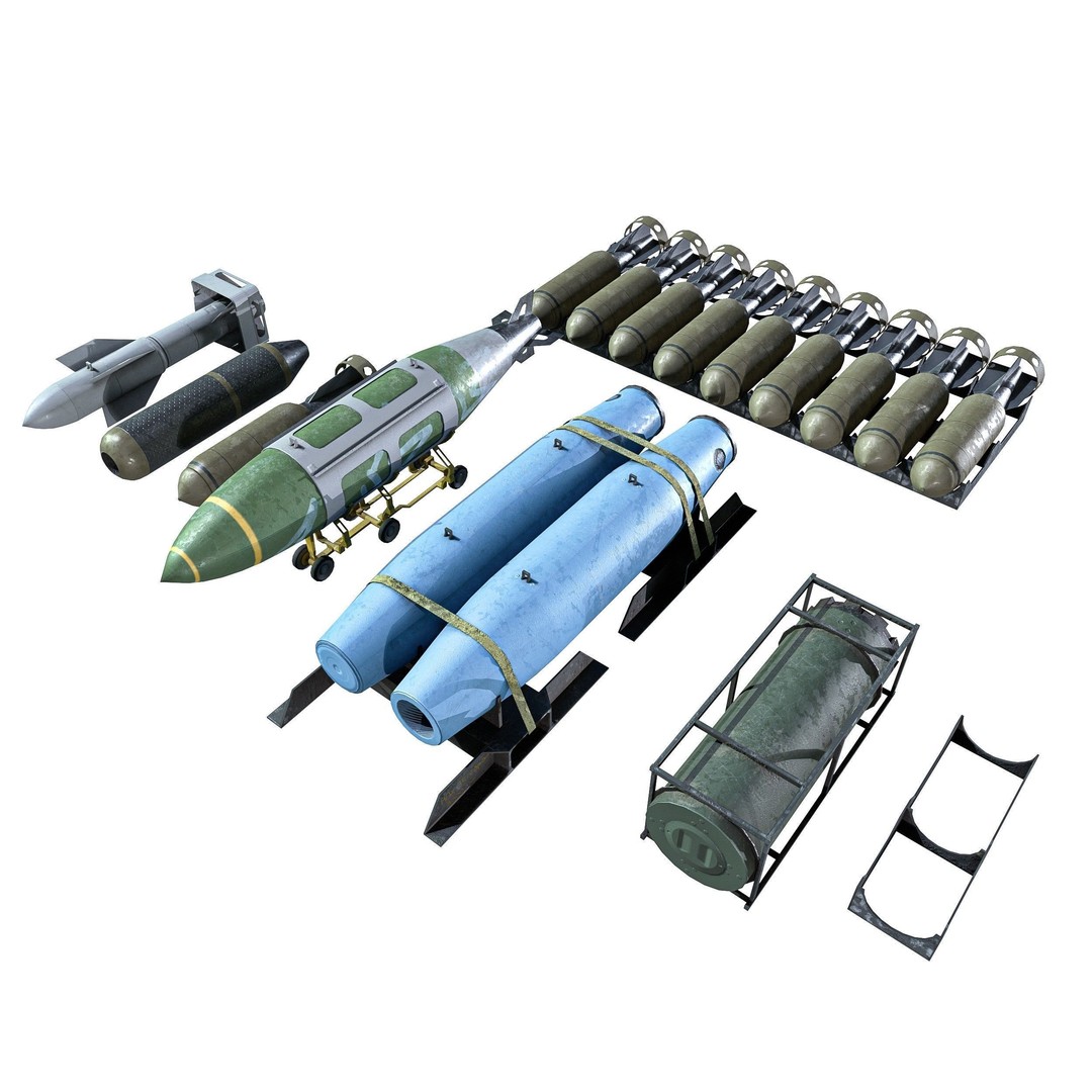 Military Aircraft Bomb Pack 3D Model – Low Poly PBR Game Asset, FBX - View 10