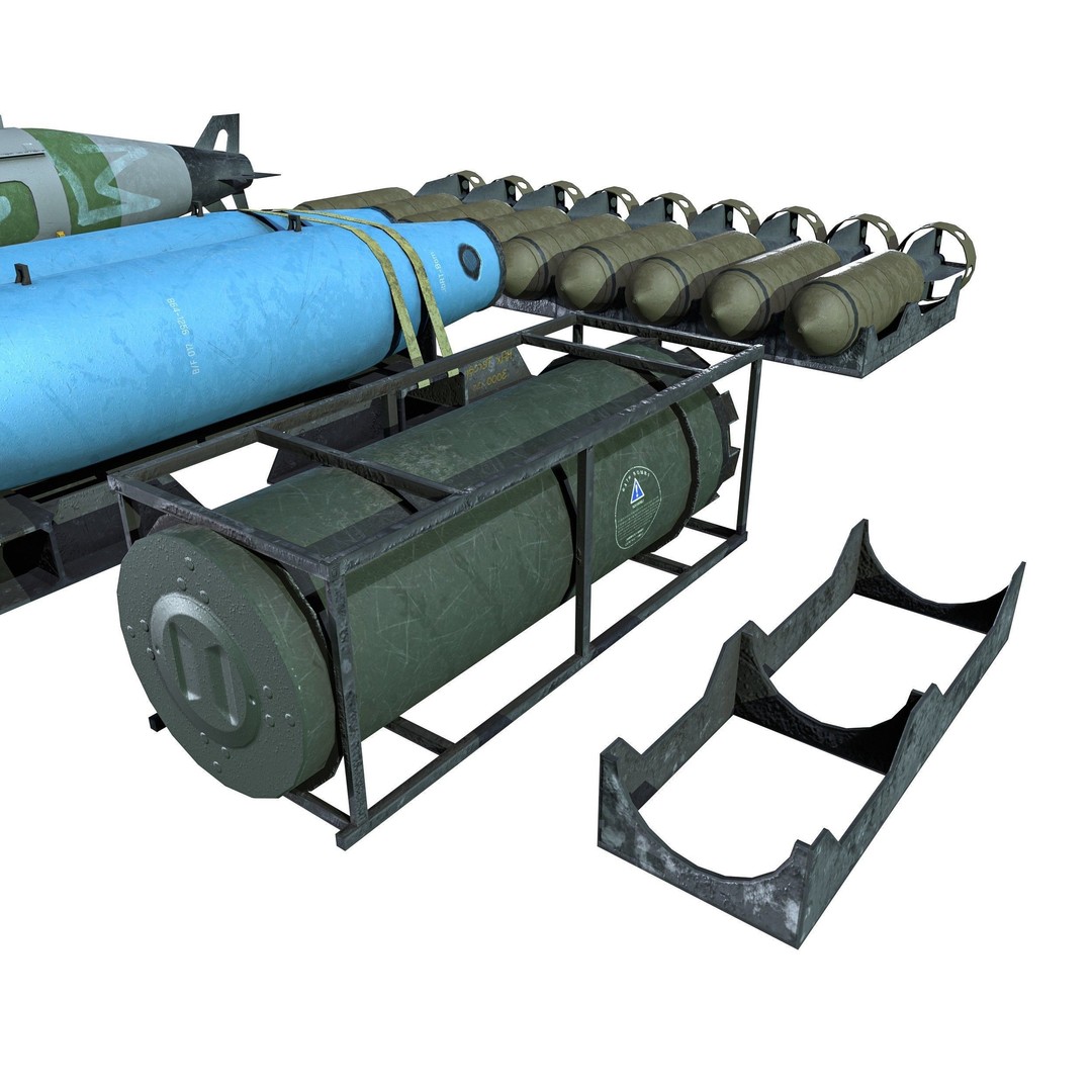 Military Aircraft Bomb Pack 3D Model – Low Poly PBR Game Asset, FBX - View 12