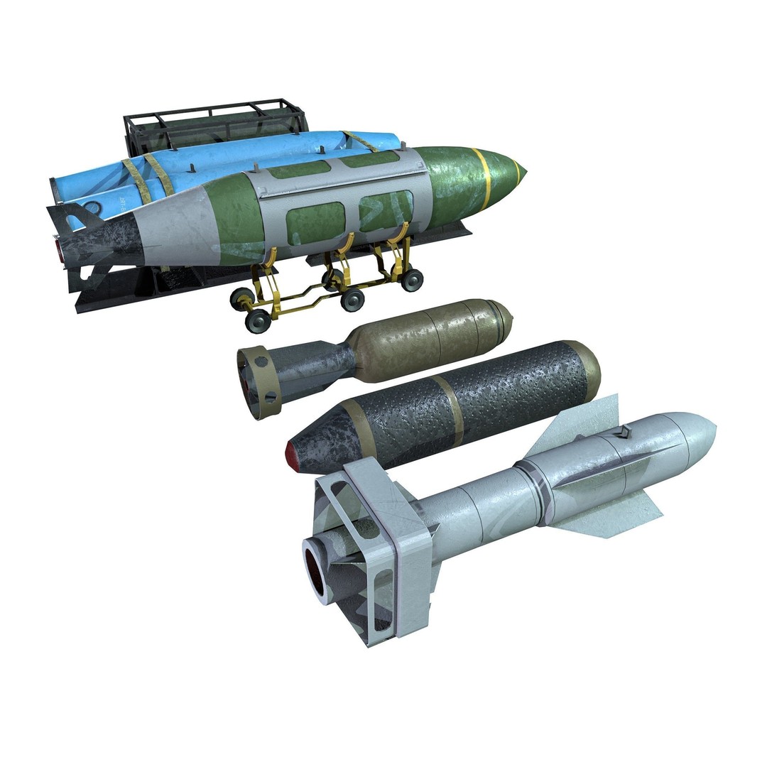 Military Aircraft Bomb Pack 3D Model – Low Poly PBR Game Asset, FBX - View 13