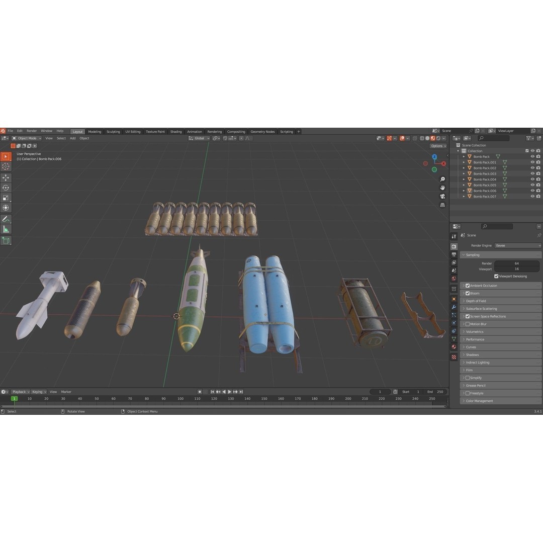 Military Aircraft Bomb Pack 3D Model – Low Poly PBR Game Asset, FBX - View 22