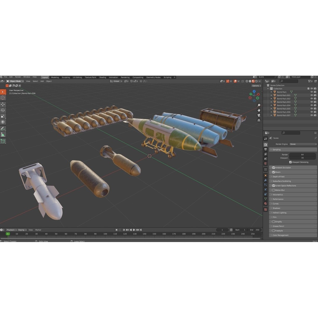 Military Aircraft Bomb Pack 3D Model – Low Poly PBR Game Asset, FBX - View 23