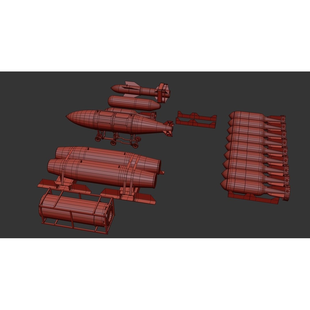 Military Aircraft Bomb Pack 3D Model – Low Poly PBR Game Asset, FBX - View 25