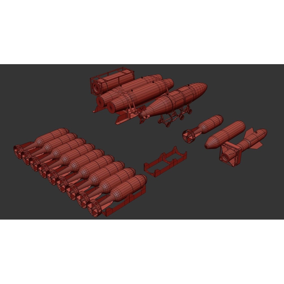 Military Aircraft Bomb Pack 3D Model – Low Poly PBR Game Asset, FBX - View 26