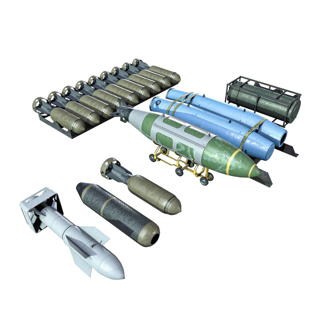 Military Aircraft Bomb Pack 3D Model – Low Poly PBR Game Asset, FBX - View 3