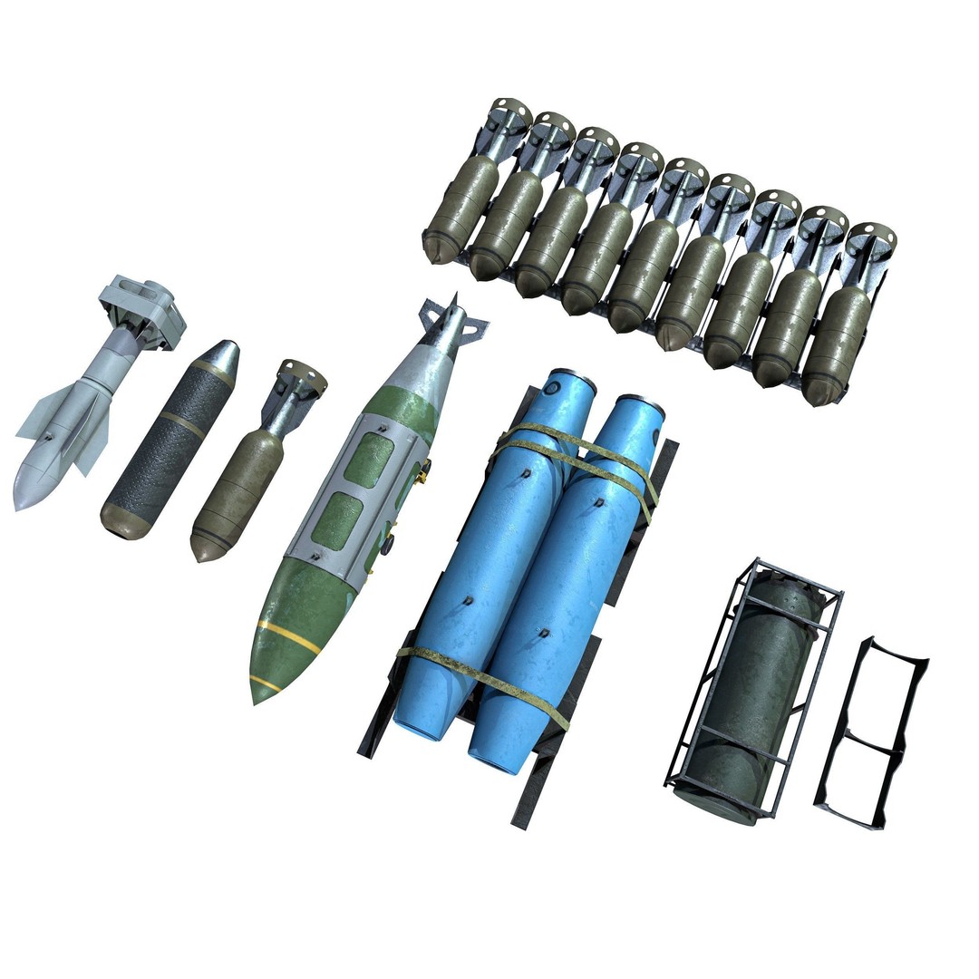 Military Aircraft Bomb Pack 3D Model – Low Poly PBR Game Asset, FBX - View 4