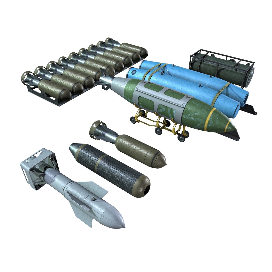 Military Aircraft Bomb Pack 3D Model – Low Poly PBR Game Asset, FBX - View 5