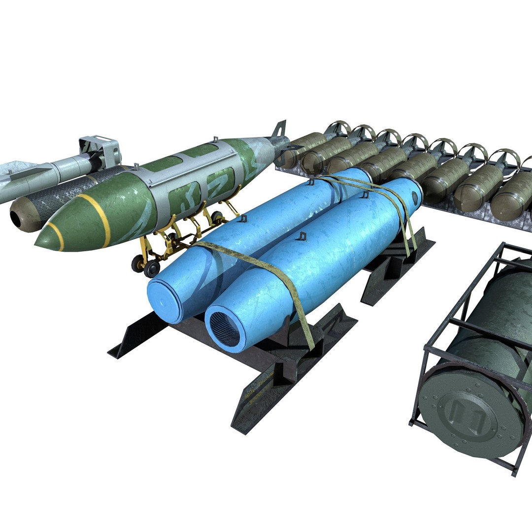 Military Aircraft Bomb Pack 3D Model – Low Poly PBR Game Asset, FBX - View 7