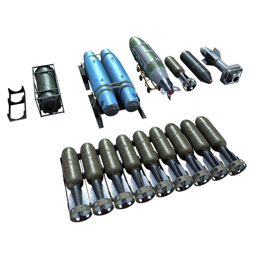 Military Aircraft Bomb Pack 3D Model – Low Poly PBR Game Asset, FBX - View 8
