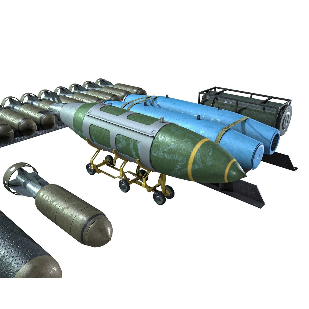 Military Aircraft Bomb Pack 3D Model – Low Poly PBR Game Asset, FBX - View 9