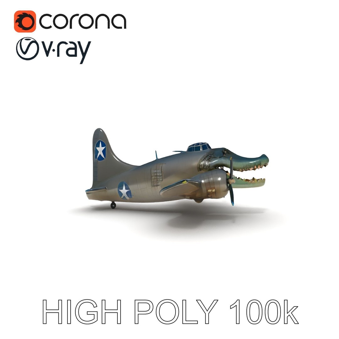 Crocodile-Plane Hybrid 3D Model – Low Poly Game Ready, FBX, PBR Textures