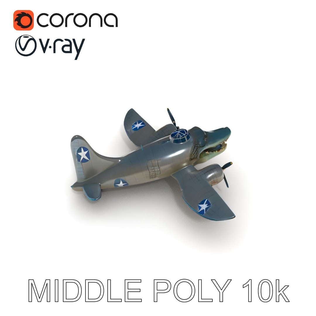 Crocodile-Plane Hybrid 3D Model – Low Poly Game Ready, FBX, PBR Textures - View 18