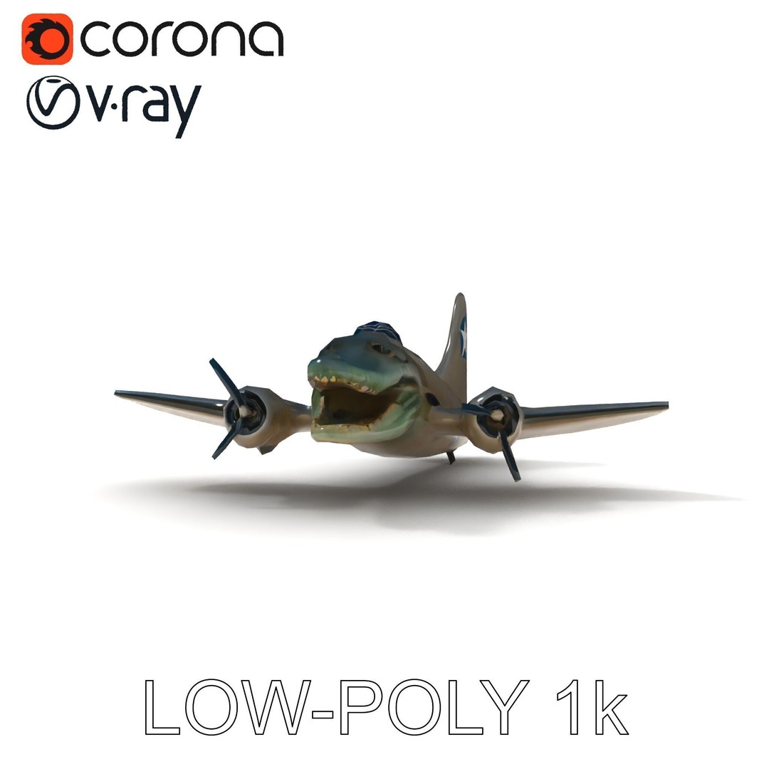 Crocodile-Plane Hybrid 3D Model – Low Poly Game Ready, FBX, PBR Textures - View 19