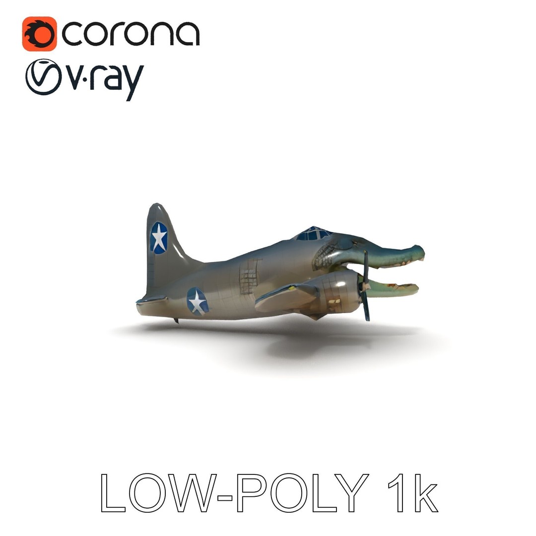 Crocodile-Plane Hybrid 3D Model – Low Poly Game Ready, FBX, PBR Textures - View 21