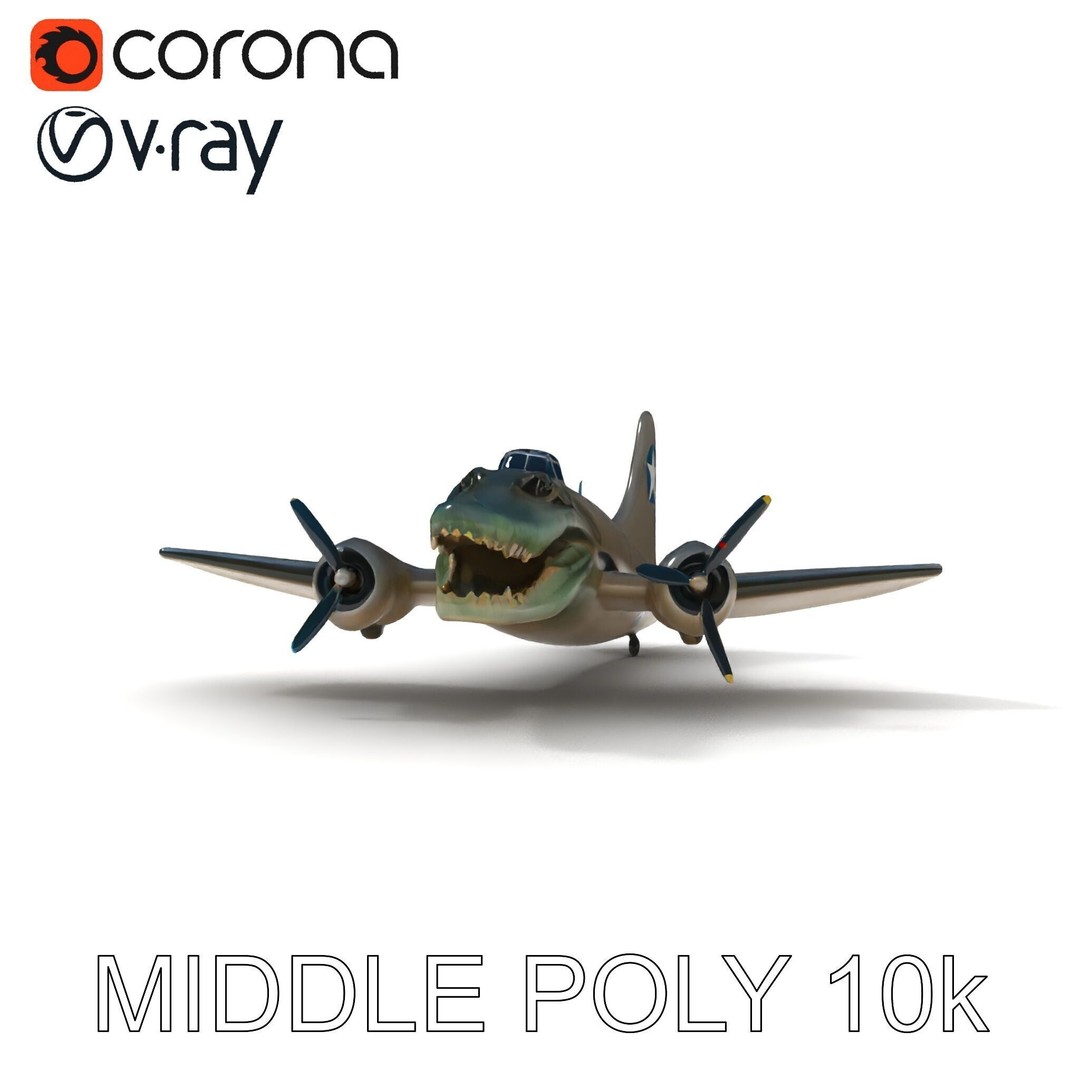 Crocodile-Plane Hybrid 3D Model – Low Poly Game Ready, FBX, PBR Textures - View 22