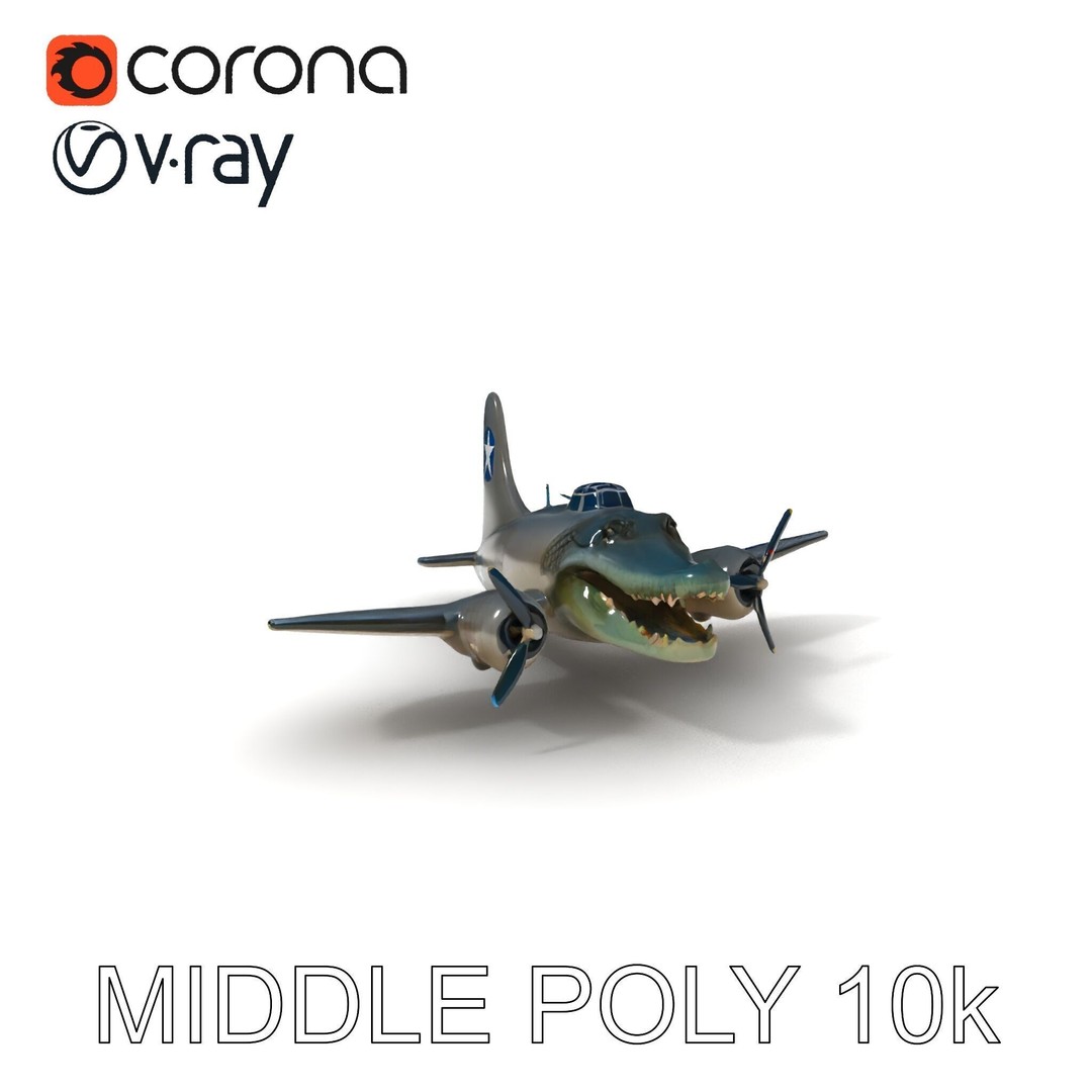 Crocodile-Plane Hybrid 3D Model – Low Poly Game Ready, FBX, PBR Textures - View 27