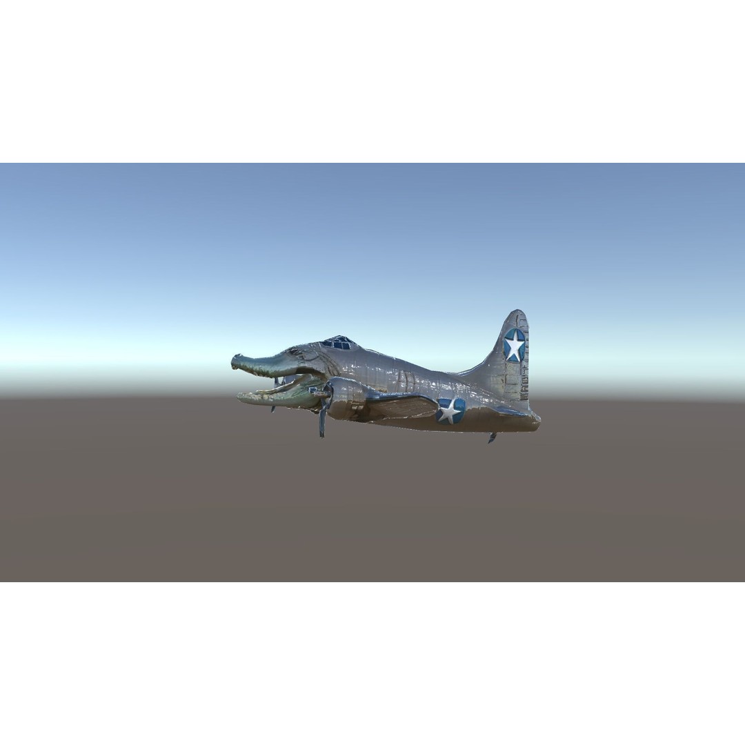 Crocodile-Plane Hybrid 3D Model – Low Poly Game Ready, FBX, PBR Textures - View 28