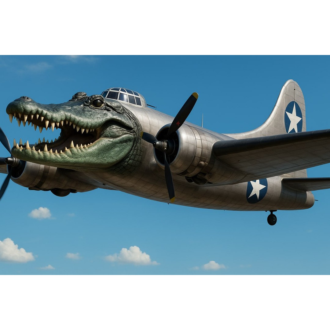 Crocodile-Plane Hybrid 3D Model – Low Poly Game Ready, FBX, PBR Textures - View 5