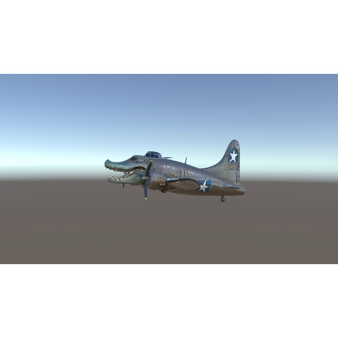 Crocodile-Plane Hybrid 3D Model – Low Poly Game Ready, FBX, PBR Textures - View 6