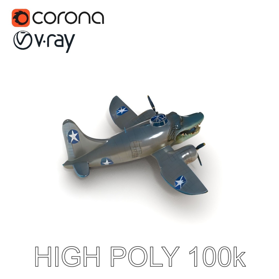 Crocodile-Plane Hybrid 3D Model – Low Poly Game Ready, FBX, PBR Textures - View 9