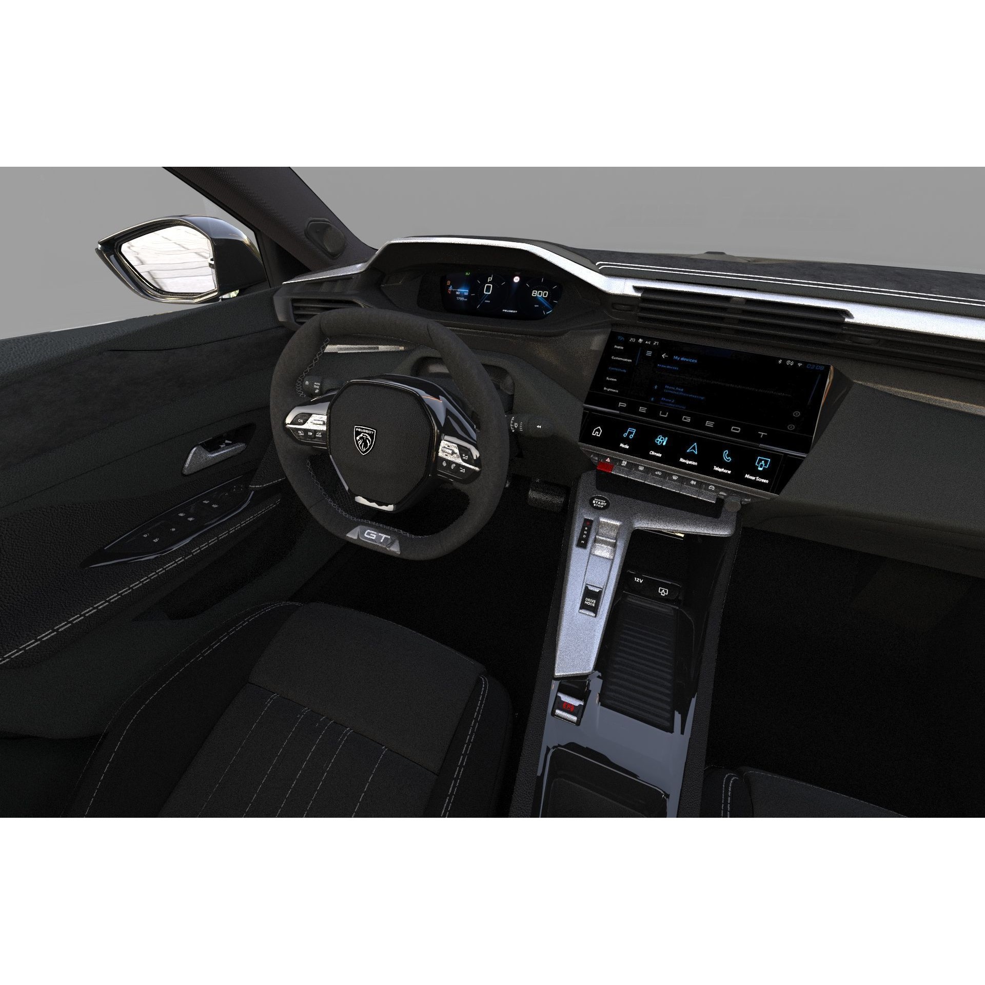 Peugeot 408 Cross 2023 - High-Poly Interior 3D Model - View 39