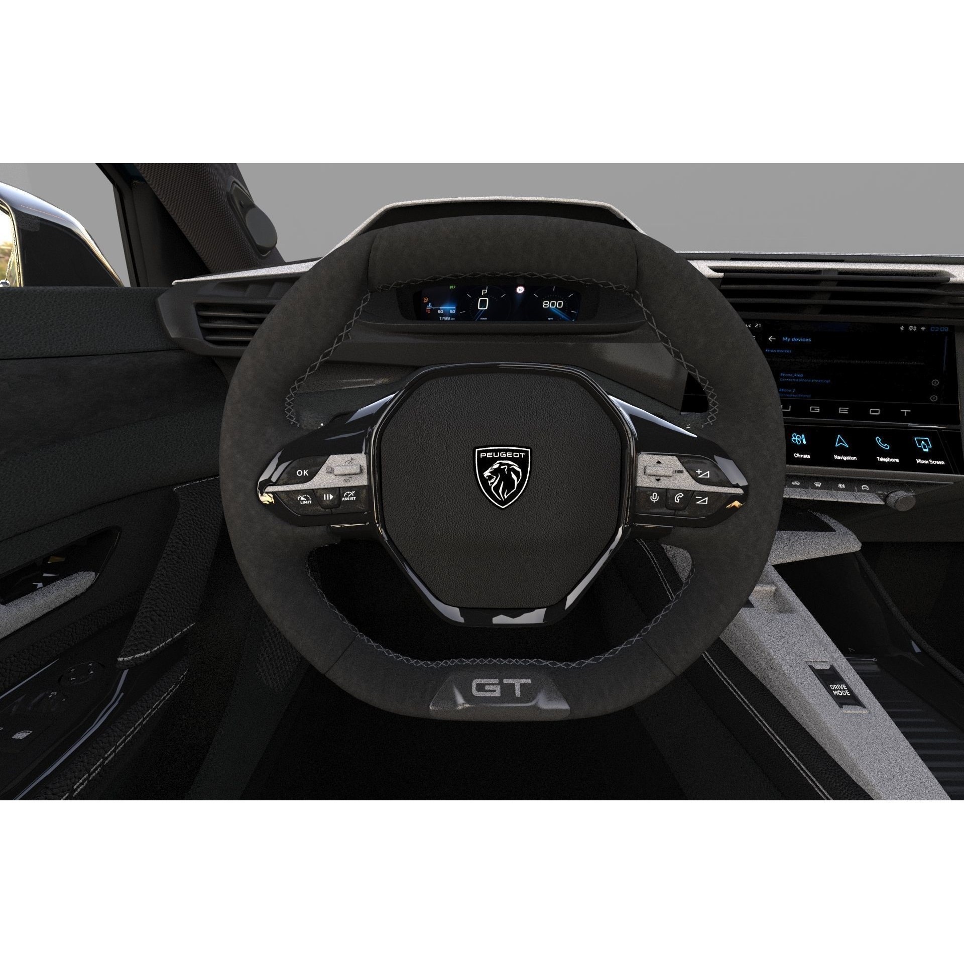 Peugeot 408 Cross 2023 - High-Poly Interior 3D Model - View 40