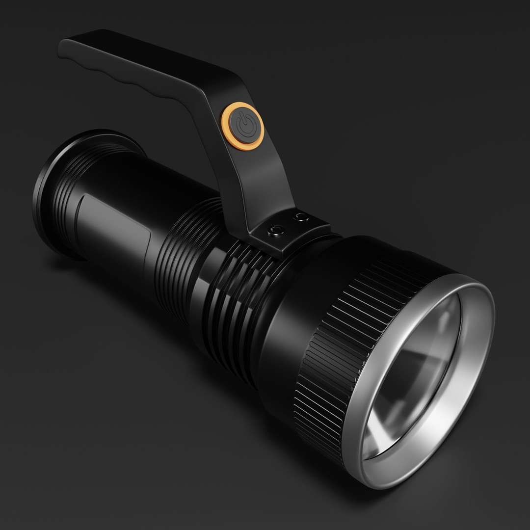 Flashlight 3D Model – High-Poly PBR Asset for Blender, FBX, OBJ - View 3