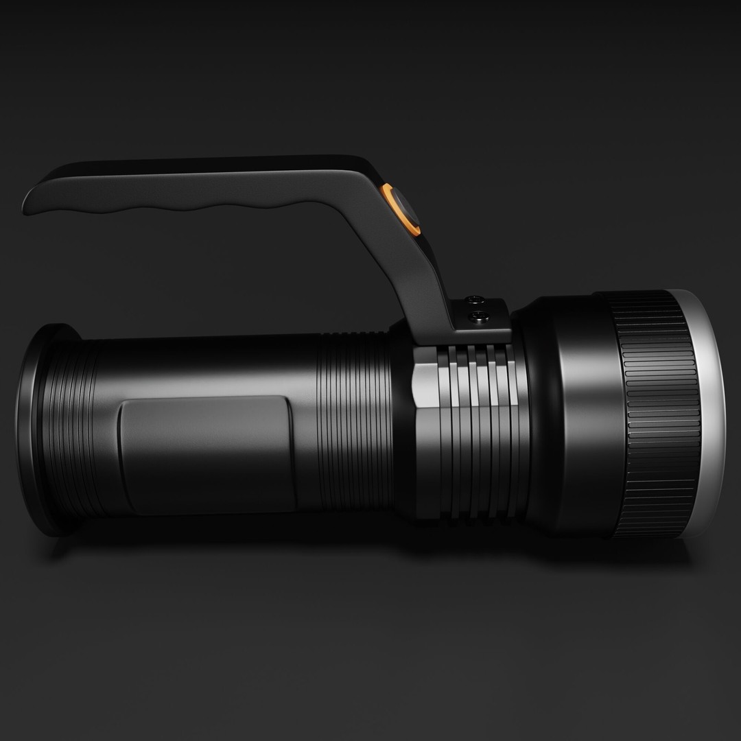 Flashlight 3D Model – High-Poly PBR Asset for Blender, FBX, OBJ - View 4