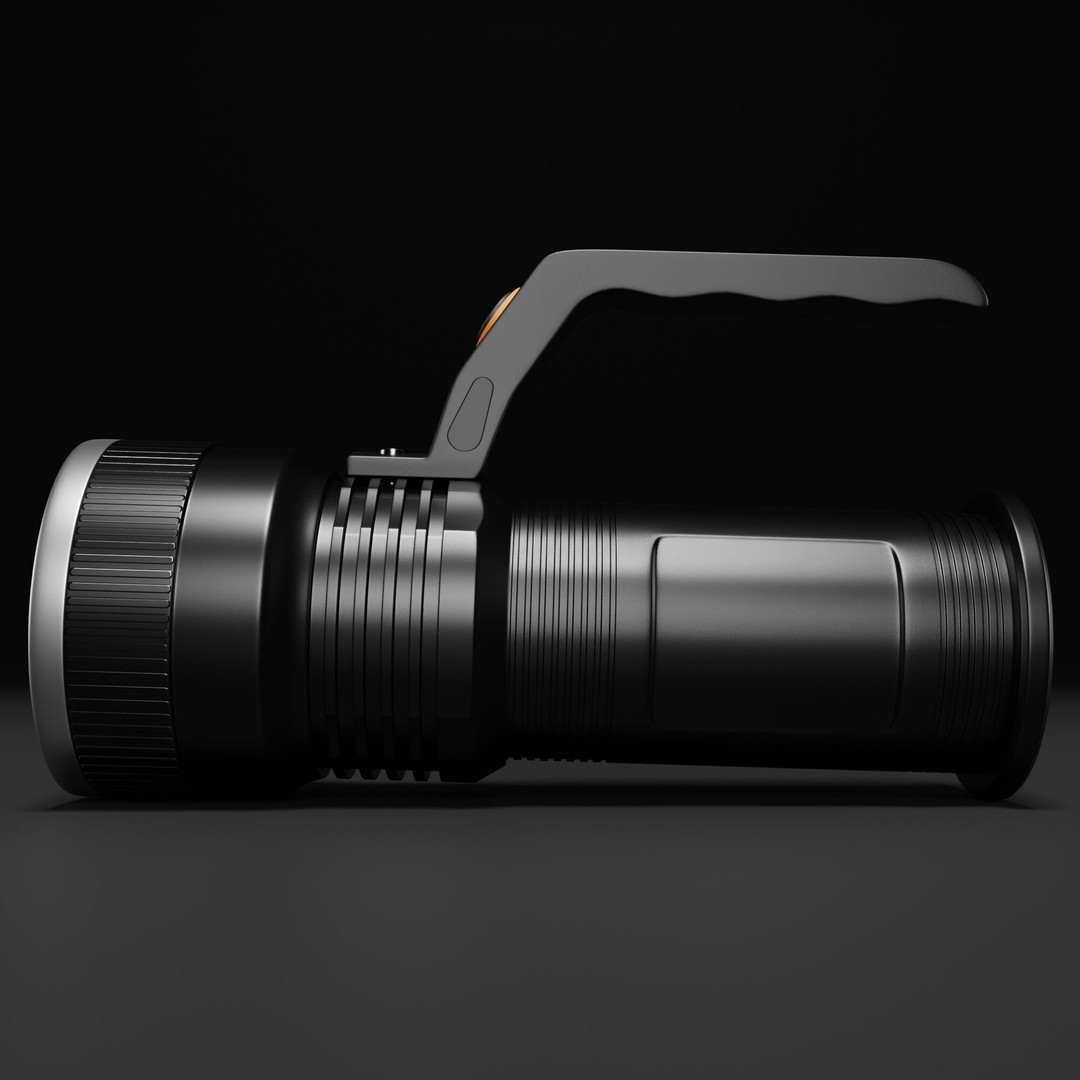 Flashlight 3D Model – High-Poly PBR Asset for Blender, FBX, OBJ - View 8