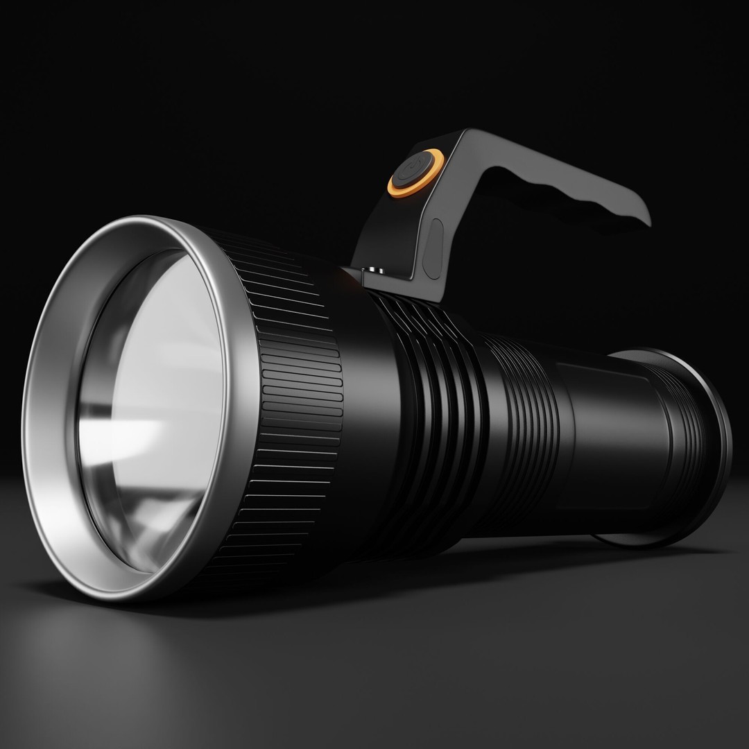 Flashlight 3D Model – High-Poly PBR Asset for Blender, FBX, OBJ - View 9