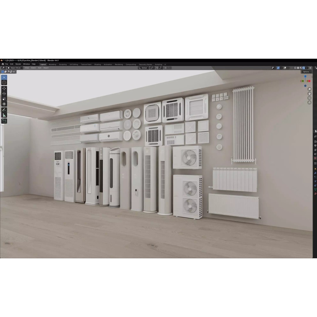 HVAC Air Conditioner 3D Model – PBR Textured, Multiple Formats - View 7