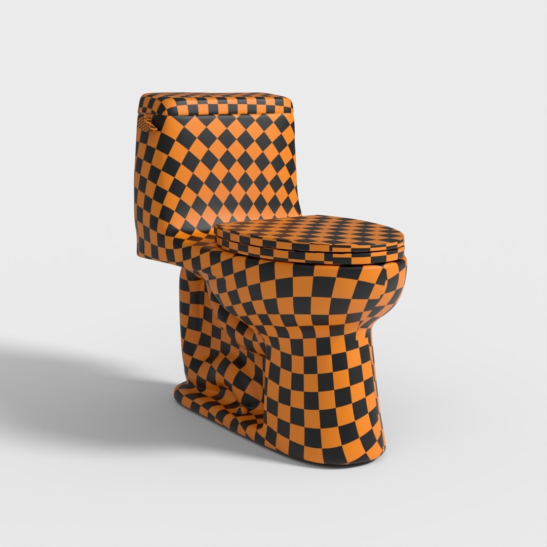 One-Piece Elongated Toilet 3D Model – Low Poly PBR Game Asset, FBX - View 7