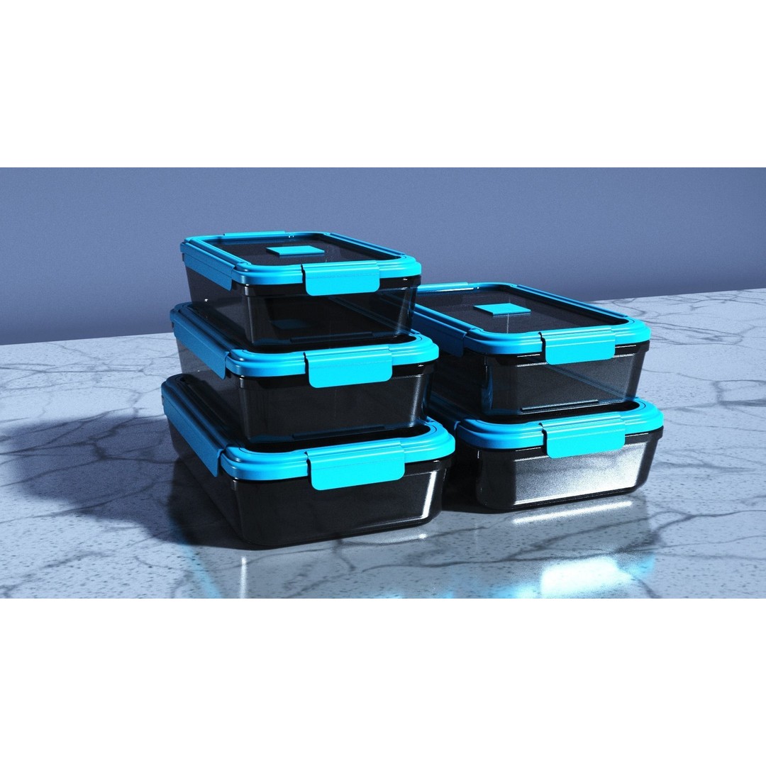 Food Storage Container 3D Model – Low Poly PBR Kitchenware, FBX - View 3