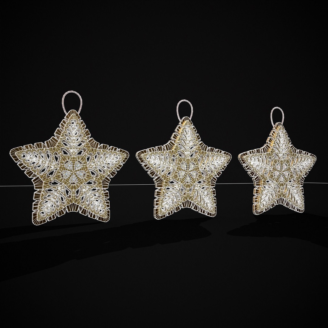 Christmas Golden Star 3D Model – Low Poly PBR Ornament, FBX/OBJ