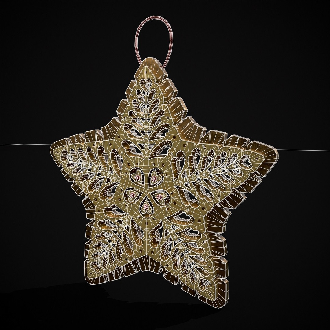 Christmas Golden Star 3D Model – Low Poly PBR Ornament, FBX/OBJ - View 11