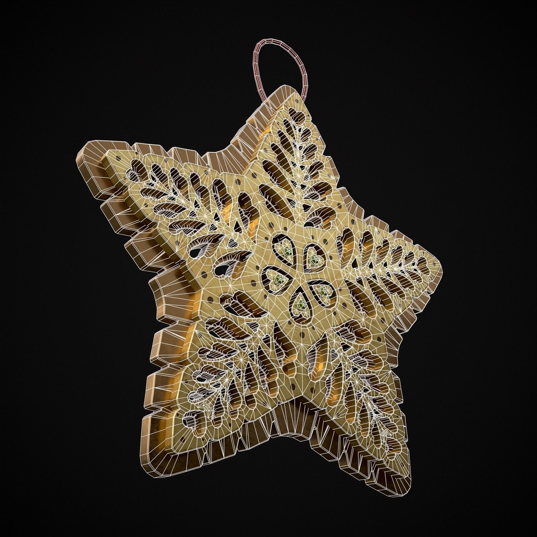 Christmas Golden Star 3D Model – Low Poly PBR Ornament, FBX/OBJ - View 13