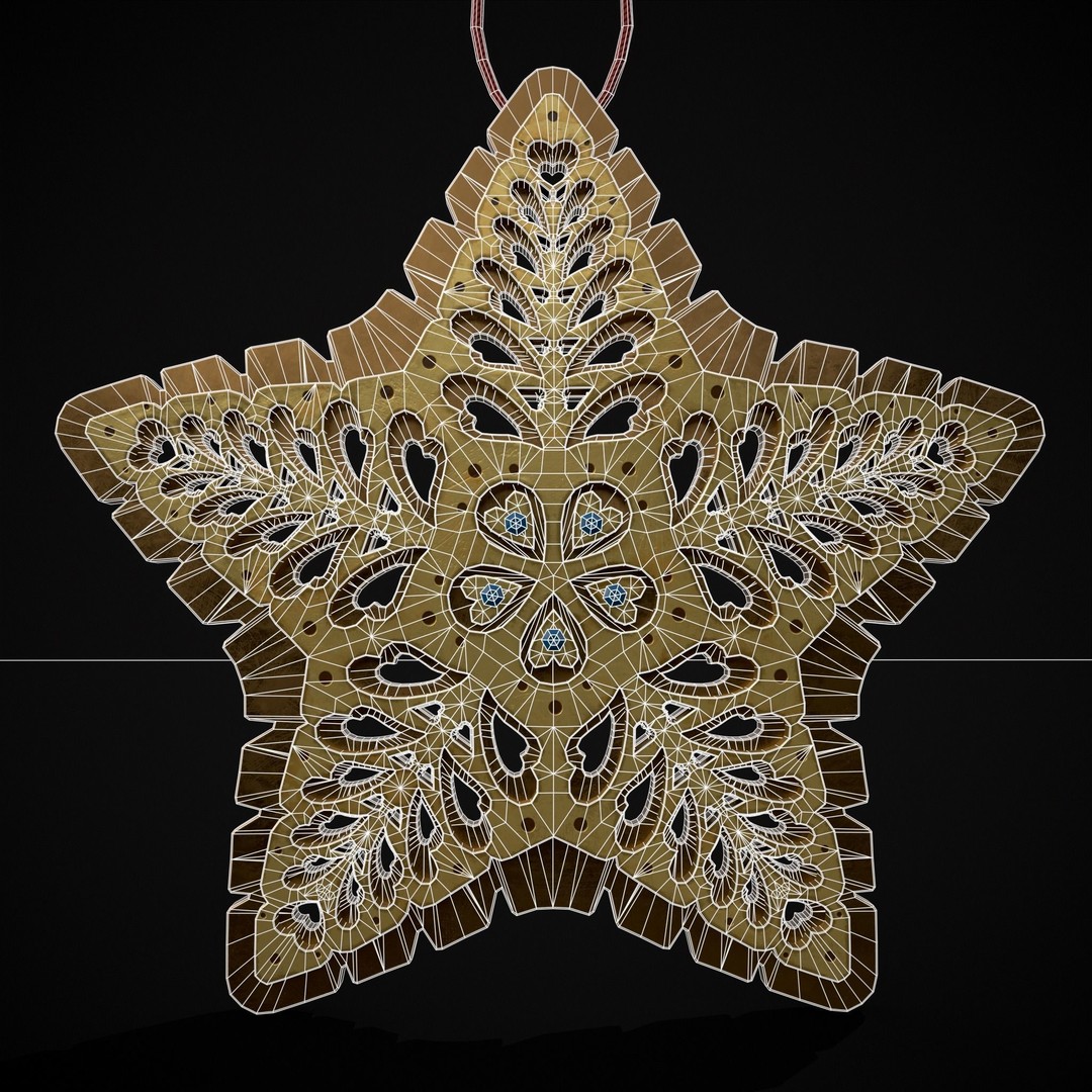 Christmas Golden Star 3D Model – Low Poly PBR Ornament, FBX/OBJ - View 17