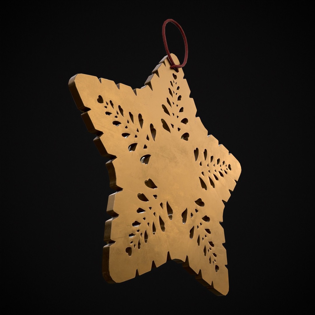 Christmas Golden Star 3D Model – Low Poly PBR Ornament, FBX/OBJ - View 18