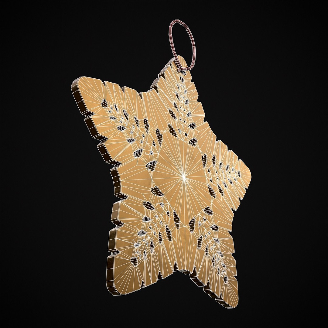 Christmas Golden Star 3D Model – Low Poly PBR Ornament, FBX/OBJ - View 19