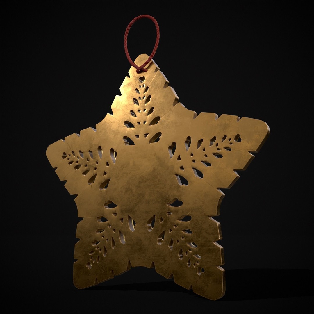 Christmas Golden Star 3D Model – Low Poly PBR Ornament, FBX/OBJ - View 20