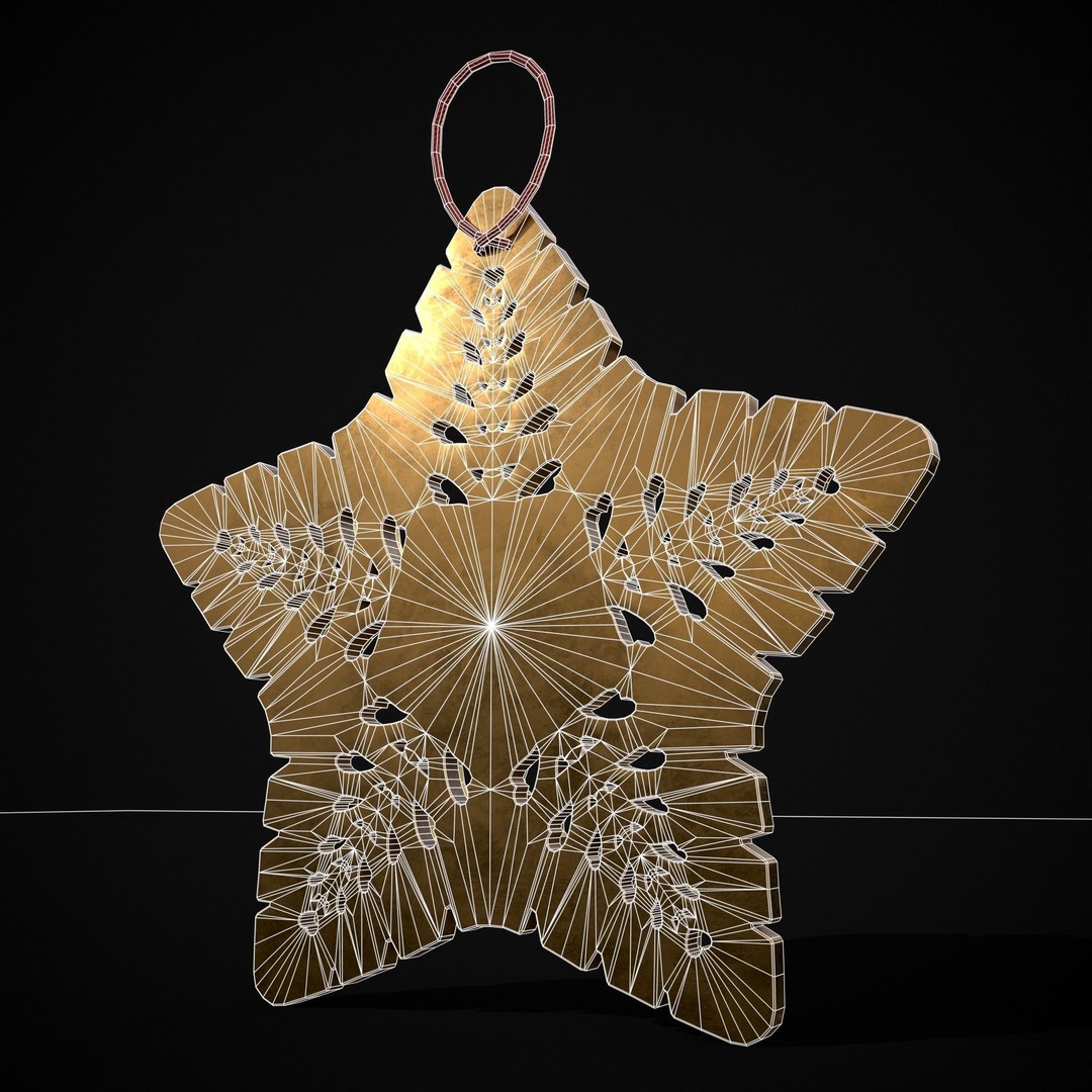 Christmas Golden Star 3D Model – Low Poly PBR Ornament, FBX/OBJ - View 21